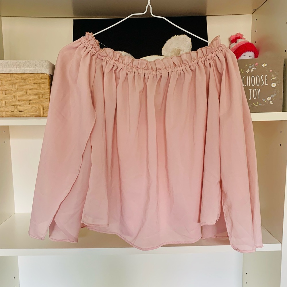 Off Shoulder Baby Pink Top